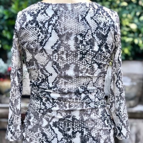 I.N.C Snake Print Mesh Sleeve Women’s Top - Picture 4 of 7